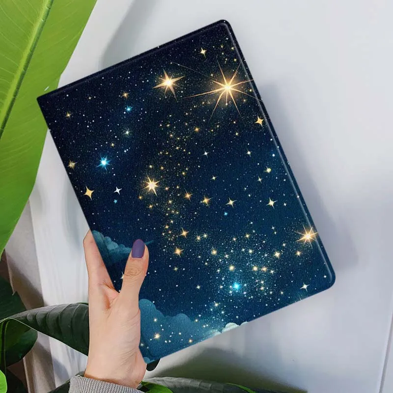 Cartoon Starry Night Sky Clouds Tablet Case