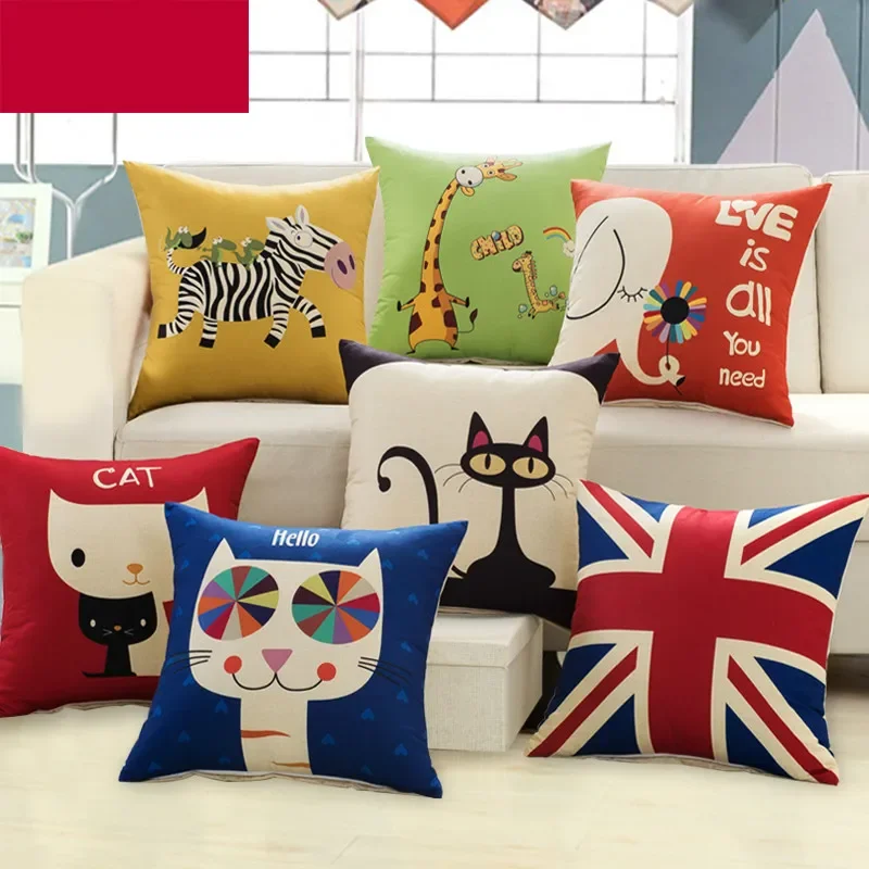

Cartoon Pattern Linen Throw Festive Pillow Cushion Cover Car Decoration Sofa Decorative Pillowcase home Party DIY decoration