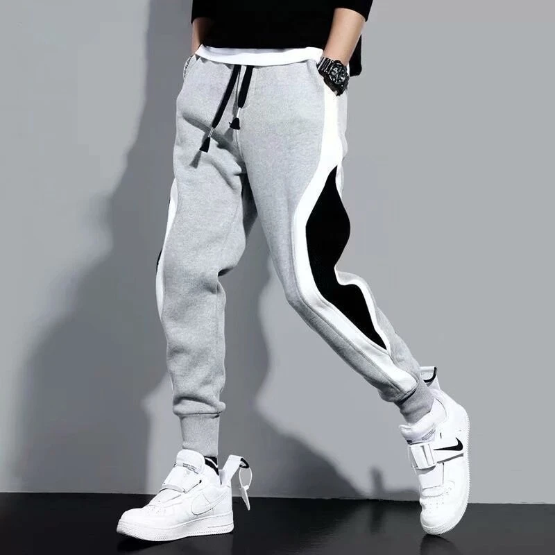 Pantalones de chándal para hombre, chándal de algodón, ropa de calle Hip Hop, pantalones chándal de retazos, ropa deportiva| | - AliExpress