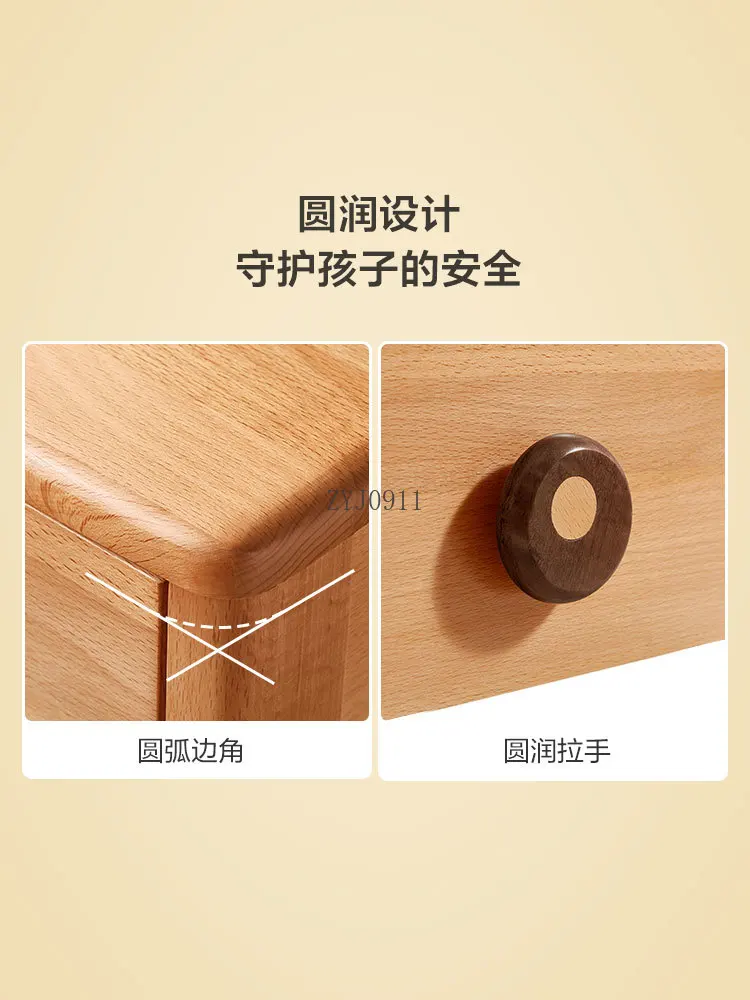 Nordic mini small children's bedside table solid wood feet bedside storage cabinet furniture