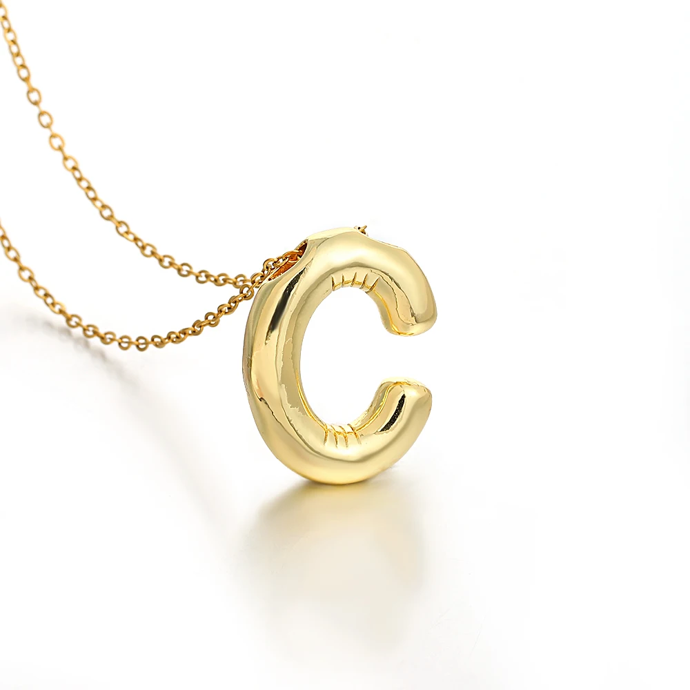 AENSOA Gold Plated Chunky Alphabet Balloon Necklace