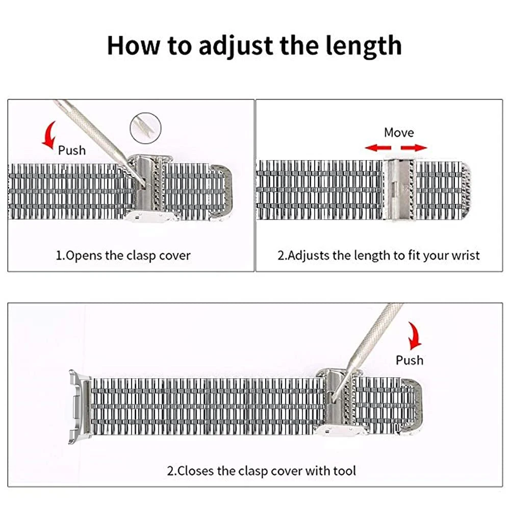 Stainless Steel Seven-Bead Strap with Double Safety Buckle