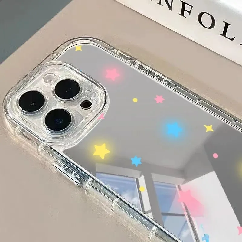 Colorful Stars Mirror Soft Clear Phone Case - Simple Design