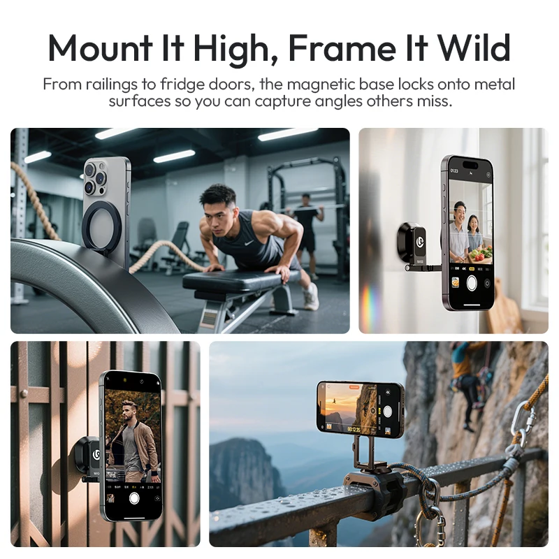 Ulanzi MA50 Phone Holder Uka Magnetic Smartphone Stand Multi-Angle with 1/4" Universal Backpack Strap Mount Livestreaming Vlog