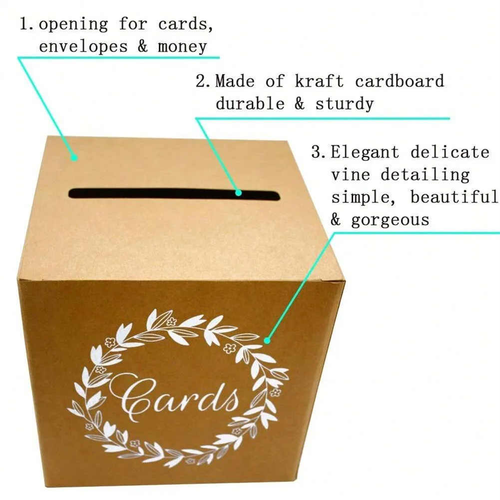 Kraft Card Box Wedding Favors Box Cardboard Receiving Money Holder Wedding Reception Birthday 1PC