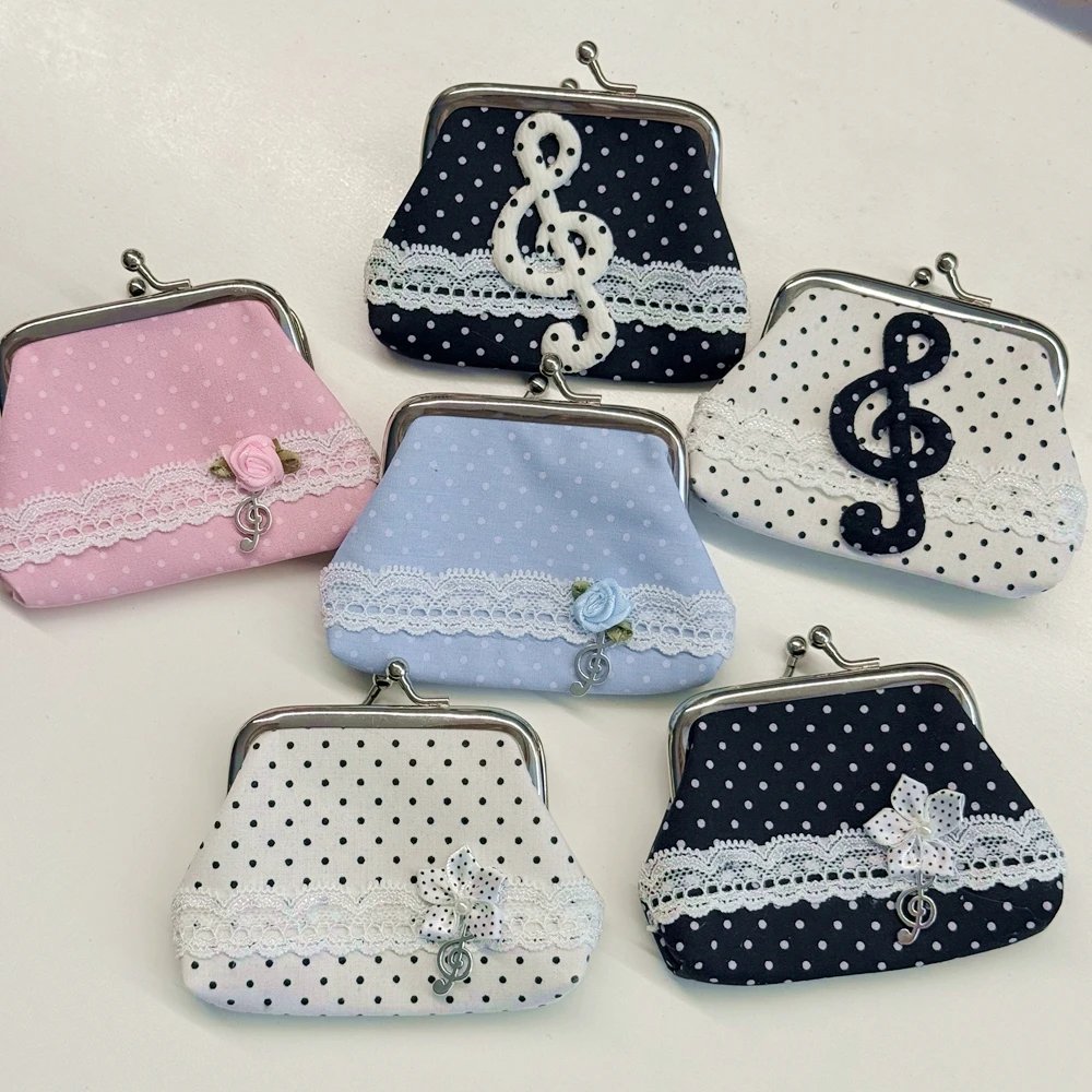 Charming Vintage-Inspired Y2K Lace Coin Purse with Rose Details and Hanging Pendant