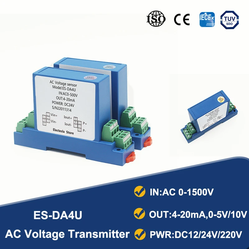 Ac Voltage Sensor 51000v Input 420ma 05v 010v Output 24v Power