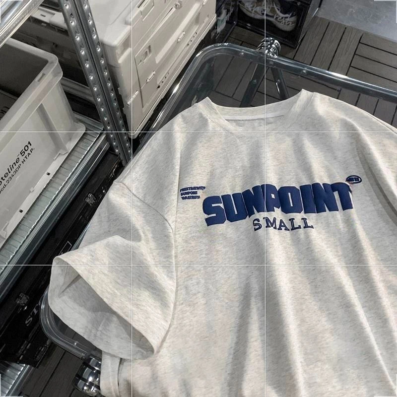 

Cotton summer men Korean personalized printed short sleeved T shirt Fashion niche y2k design loose personalized half sleeved top