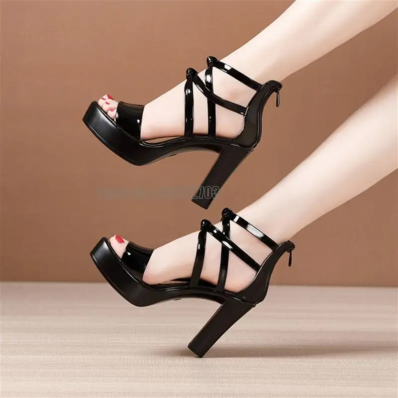 Girl Women Sandal Leather Sole High Heel Summer Shoes 4