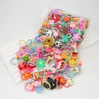 50pcs Cartoon Animal & Fruit Hair Ties - Colorful Woven Headbands for Girls  Polyester Material, All-Season Use Festive Gift 3