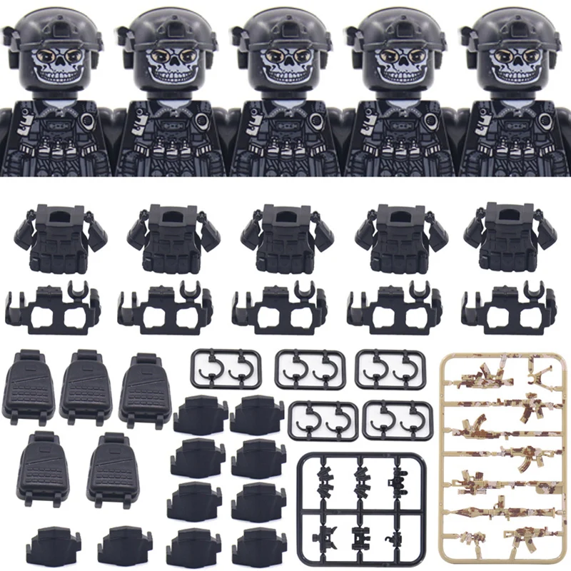 thumbnail image 1 of Figuras de comando fantasma de SWAT de la ciudad, bloques de construcción de fuerzas especiales, soldados del ejército modernos, policía, armas militares, juguetes para niños, 1 of 5