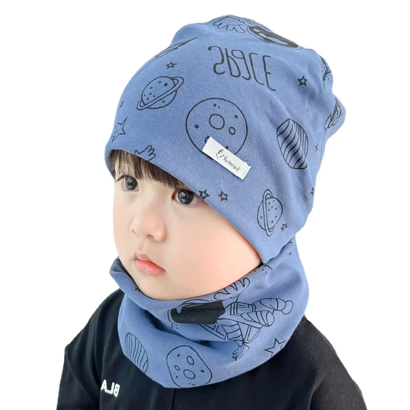 Cotton Baby Hat Scarf Set for Kids Winter Spring