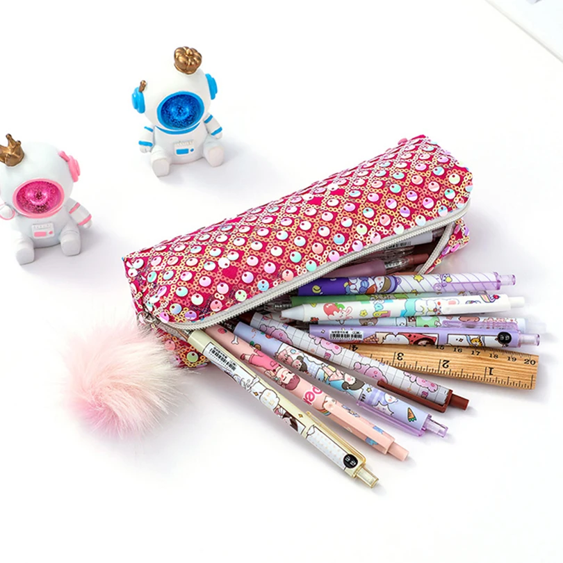 Pencil Cases for Girls Korean Stationery Glitter Pencil Case Trousse Pen  Case Sequin School Pencil Pouch Makeup Bag Cosmetic Bag - AliExpress