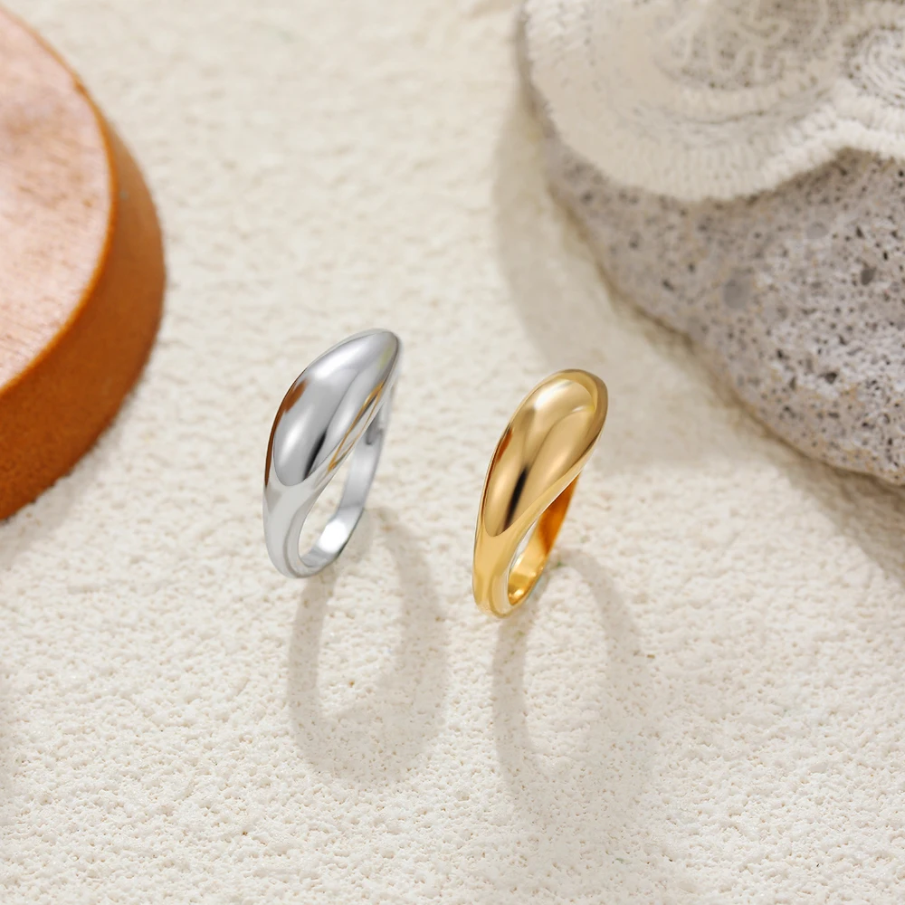 Punk Waterproof Waterdrop Ring Set for Lovers Polished Chunky Twist Dome Water Droplet Rings Couple Retro Jewelry Gift Anillos