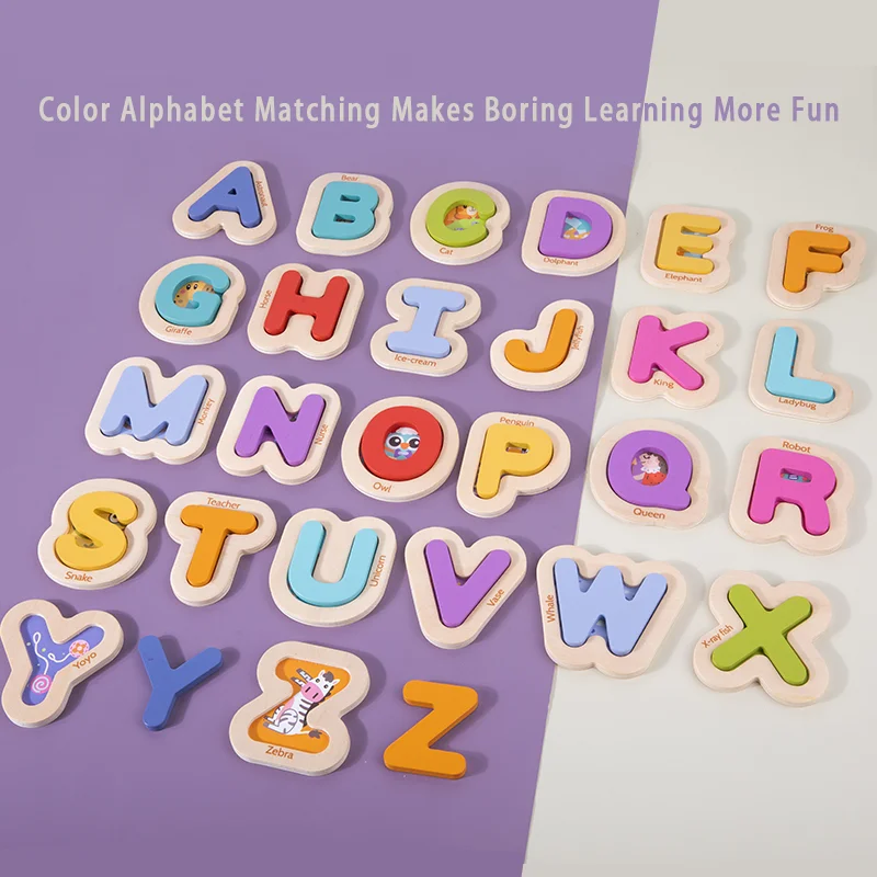 Wooden Children's Alphabet Matching Puzzle, Early Childhood Education, English Enlightenment, Educational Toys 5