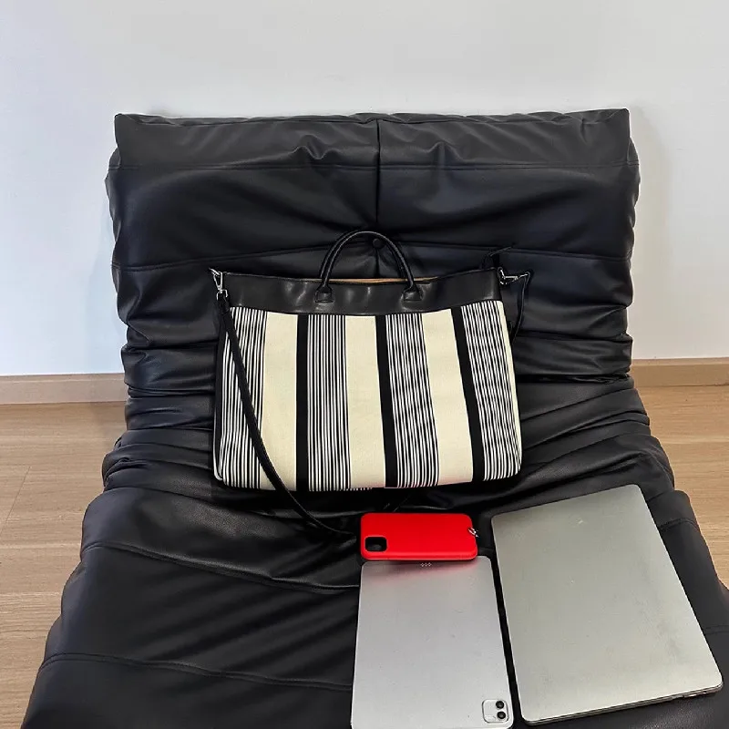 Hot Sale 15 inch computer bag Casual Chic Large Capacity stripe Simple Tote Bag Women's Handbag  Single Shoulder Bag