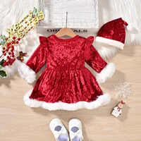 Ceeniu My First Christmas Baby Dresses Red Velvet Santa Letter "Baby" Romper Dresses For Girls Bodsyuit New Year Newborn Costume 6