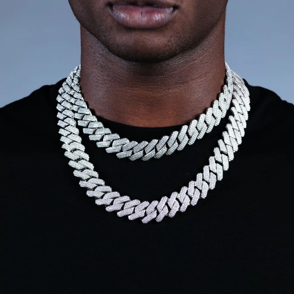 

silver hip hop ice MEN Boy Cool JEWELRY wide big heavy iced out 19mm cuban link chain necklace
