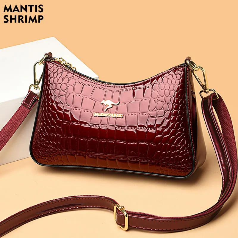 Trendige Umhängetasche Für Damen Mit Schlangenprint - Akkordeon Design In 4 Farben