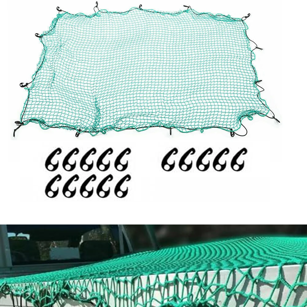 다목적 화물용 스트레치 메쉬 가방 1.5m x 2.2m, 여행 중 짐과 장비를 고정하기 위한 15개의 고리 포함