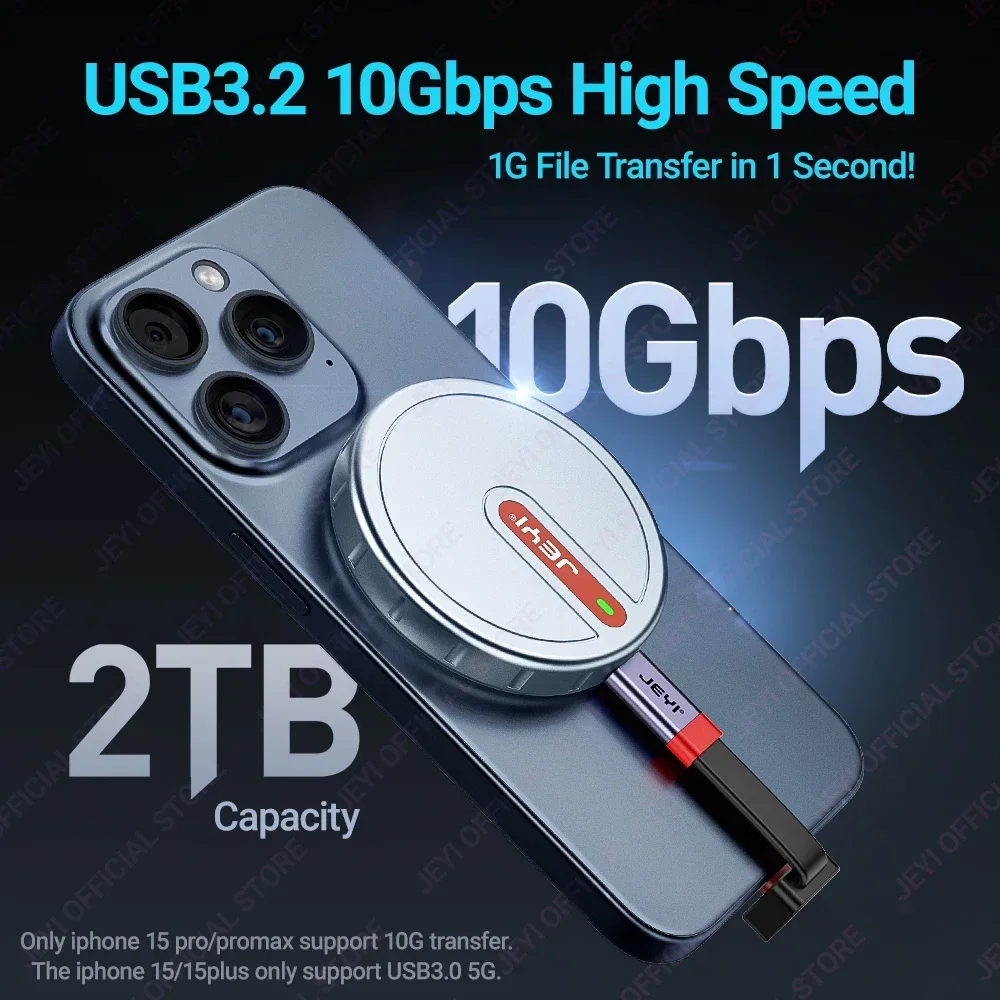 JEYI Magnetic 2230 M.2 NVMe SSD Enclosure with Magsafe for iPhone 15 Pro Max ProRes USB 3.2 10Gbps for MacBook/iPad Pro/Laptop ssd enclosure hard drive enclosure