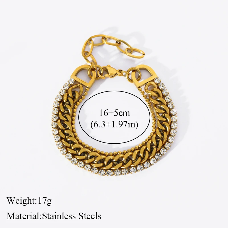 GANPUP 316L Edelstahl Glänzender Zirkonia Römisches Armband Armreif für Frauen Hochwertiger Goldfarbe Wasserdichter Schmuck – Detail 13