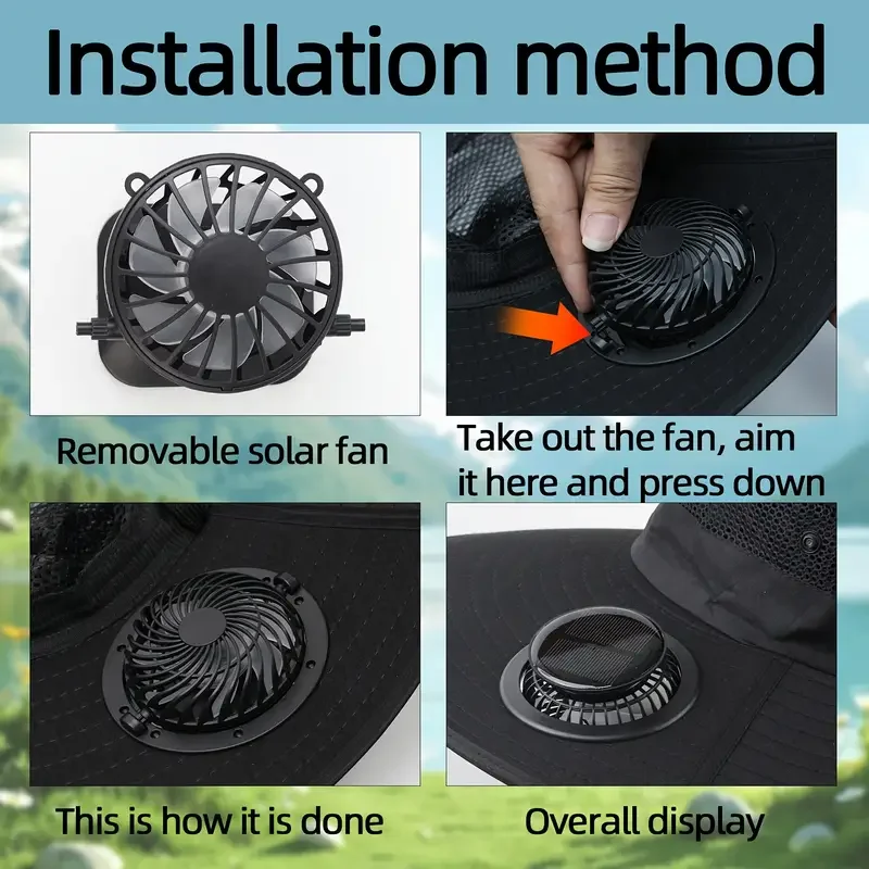 Quick Dry Sun Hat with Solar Fan for Men Outdoor