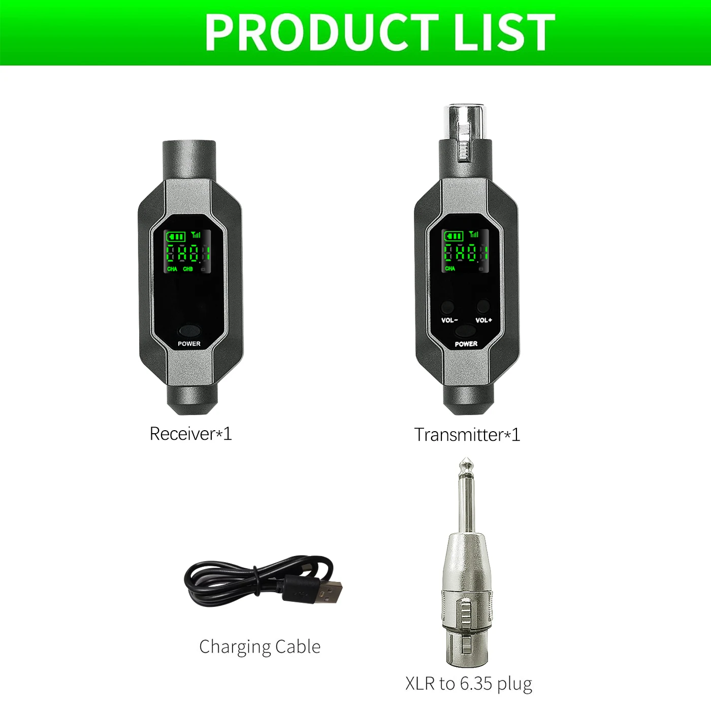 Wireless Microphone Wireless Microphone Converter XLR Rechargeable Battery Transmitter and Receiver Microphone System Dynamic Church