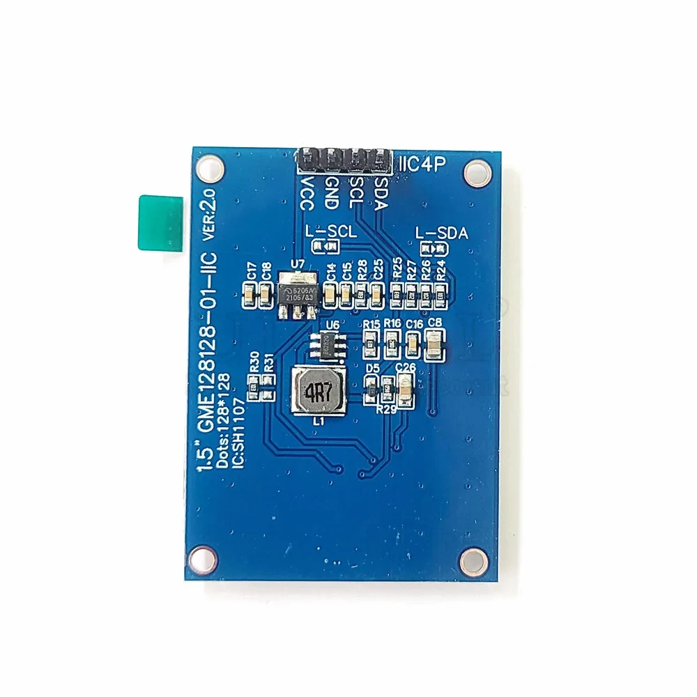 OLED LCD 모듈 화이트 디스플레이 드라이버 칩, 128x128 도트, 3V-5V SH1107 COG I2C IIC 4 핀, 1.5 인치