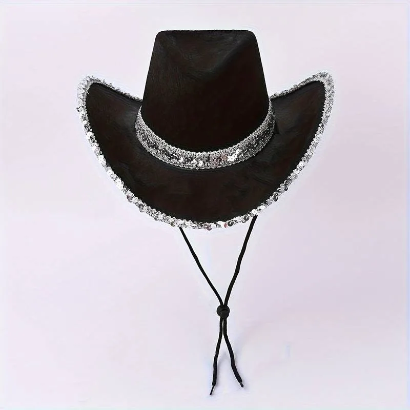 Women Summer Fashion Solid Party Sequin Elegant Top Hat Adjustable Length Glitter Shining Hat 1 Piece fashion hat