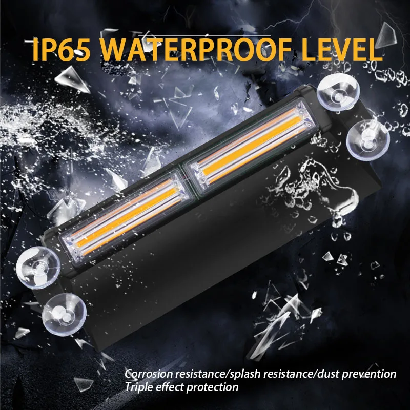 KOOJN COB Car Suction Cup led warning light Front and Rear Windshield Flashing Warning Light Road Shovel Shaped Strobe