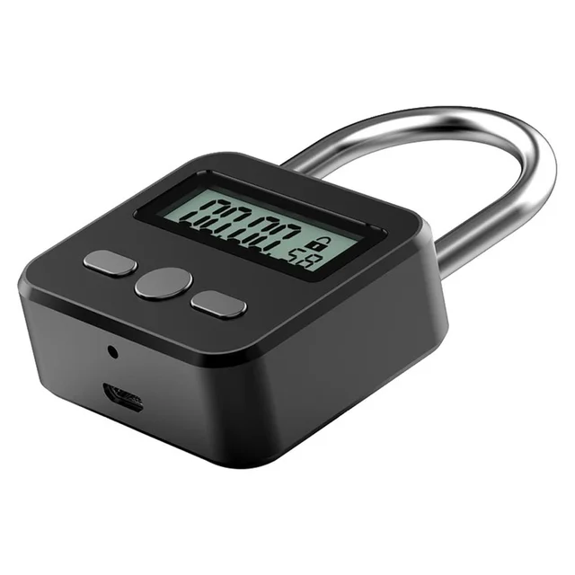 Smart Time Lock LCD Display Time Lock Multifunction Travel Electronic Timer, Waterproof USB Rechargeable Temporary Timer Padlock 2