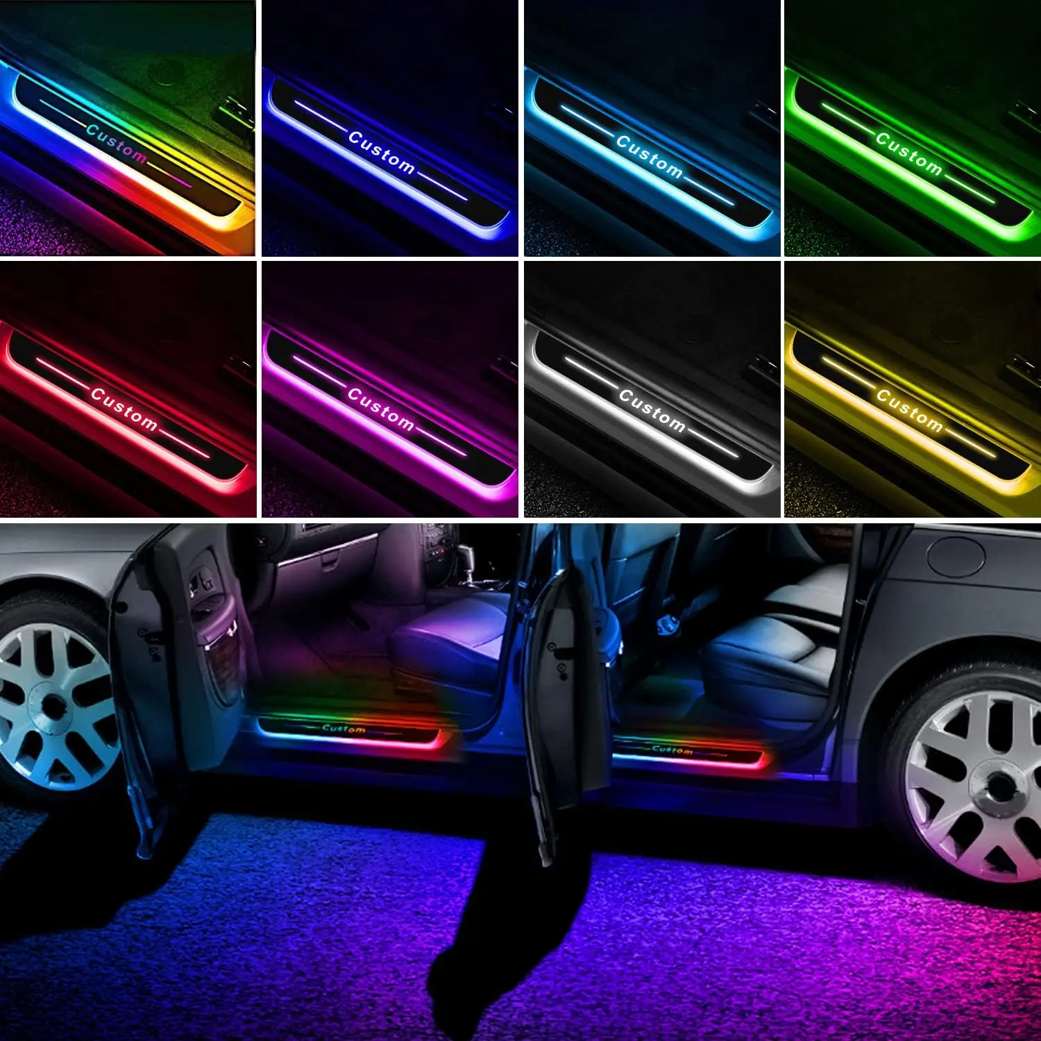 Jushope - Tira De Luces LED Para Interior De Coche, Iluminación Ambiental RGB USB Con Fibra óptica, Accesorios De Coche De Alambre EL (2 En 1 - Foto 3