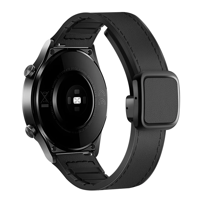 Dual-Material Leather and Silicone Watch Strap - 22mm/20mm Adjustable Band