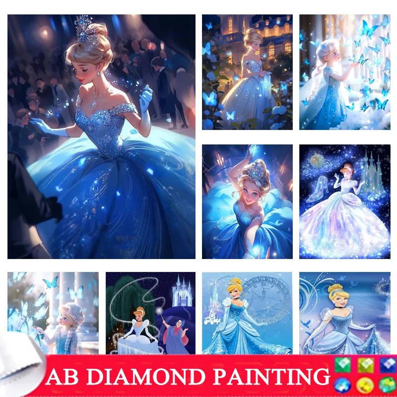 Disney Princess Diy Ab Diamond Painting Kit Ricamo Cenerentola Art Mosaic Punto Croce Nuovo 2024 Home Decor Artigianato Regalo Per Bambini