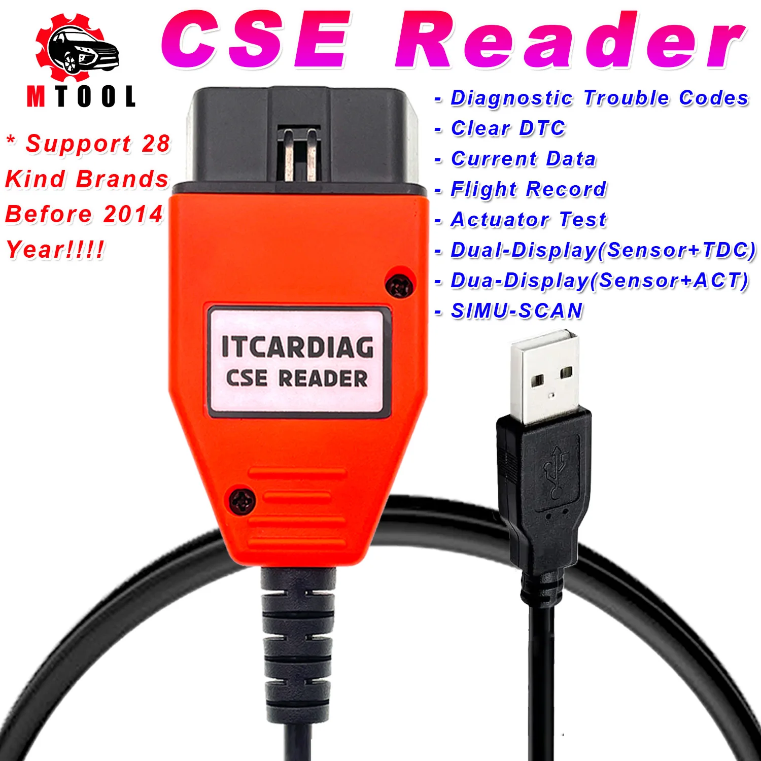 

Считыватель кодов ITCARDIAG CSE OBD 2, сканер кодов для замены Pro CarmanScan 1, чтение кодов неисправностей, очистка DTC, проверка тока, привод данных