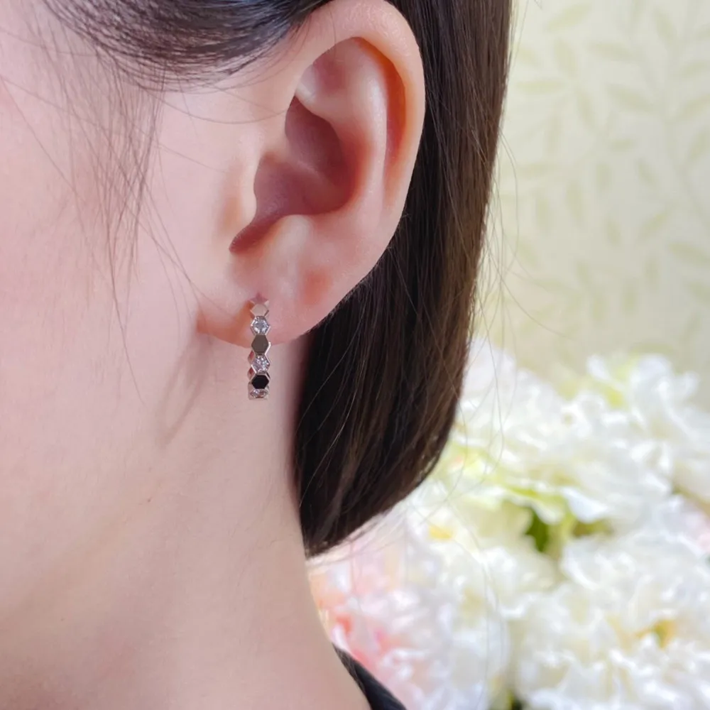 Luxury brand BEE MY LOVE jewelry series platinum honeycomb earrings, suitable for women's engagement gifts