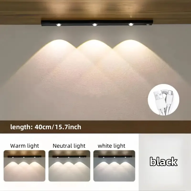 مصابيح خزانة LED بمستشعر حركة ، لاسلكية ، USB ، تح...