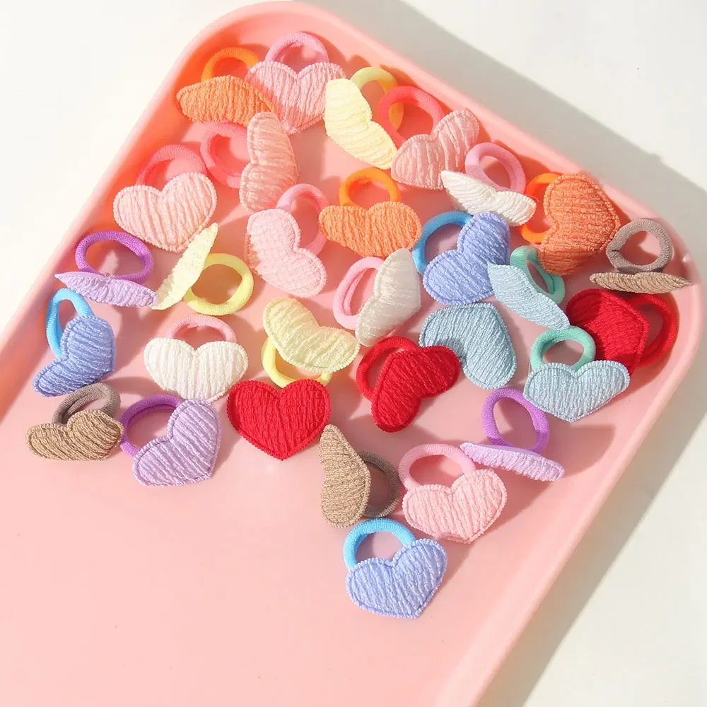 10/30pcs 소녀 스타 나비 어린이 헤어 밴드 무해한 머리 귀여운 수건 로프 포니 테일 랙 어린이 고무 밴드 머리 장식