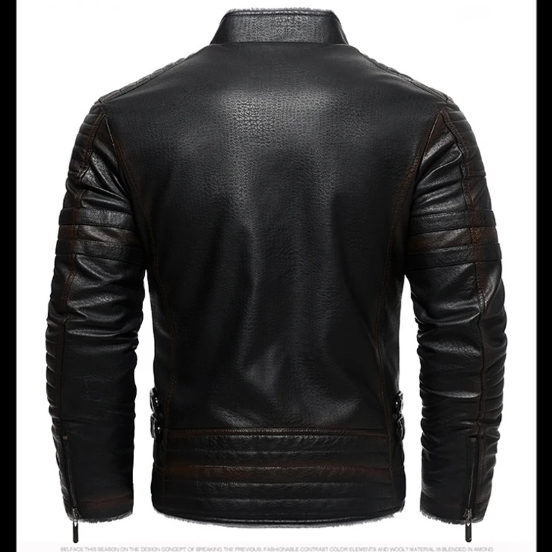 Maxulla Winter Men's PU Jackets Fashion Mens Motorcycle Leather Coats Casual Fur Collar Warm Biker Leather Coat Mens Clothing 4