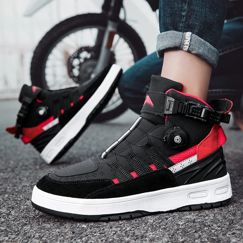 Motorcycle Shoes Motorcycle Boots Sports Shoes Safety Shoes Motorcycle Shoes for Men Anti Slip Wear-resistant Motos Protective Boots Leather Mesh Breathable