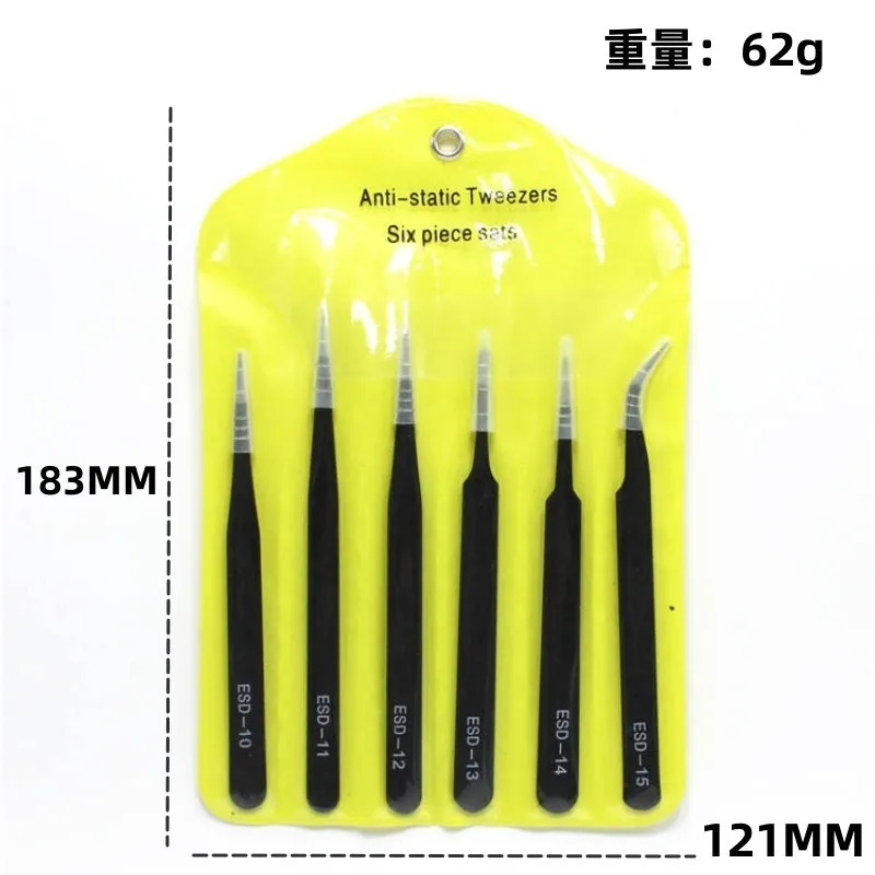 Precision Tweezers Set ESD Anti-Static Stainless Steel Tweezers Repair Tools for Electronics Repair Soldering Craft