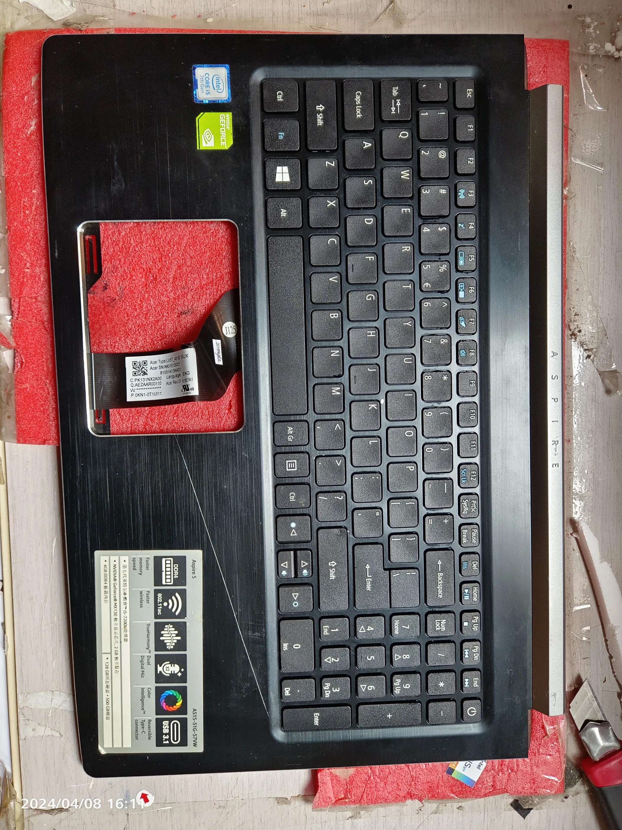 Jianglun-palmrest e Teclado Não Retroiluminado Acer Aspire A51551 A515-51g 6m.gp4n2.001 - Imagem 4