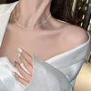 Shiny Silver Colour Women's Neck Chains Elegant Necklace Sparkling Clavicle Chain Choker Simple Wedding Jewelry Collar Gifts