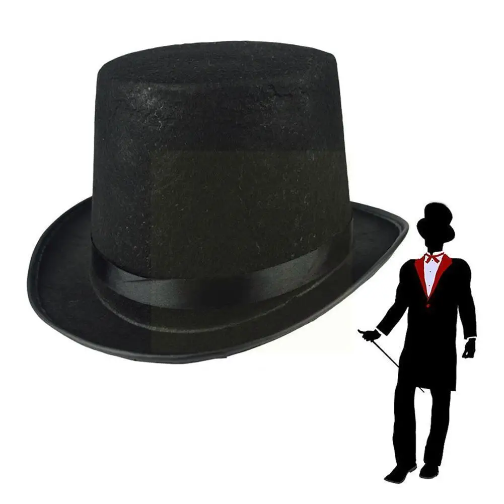 

Retro Top Hat Magician Black Color Hat Costume Cos Supplies Party Role Circus Ringmaste Props Steampunk Halloween P0k0