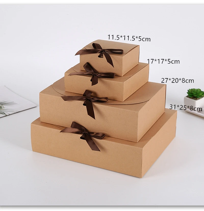 5pcs/10pcs Black Gift Boxes Small Packaging Box with Bow and Ribbon, Blank Kraft Paper ... - SKU PBBR1730 - UGI Packaging