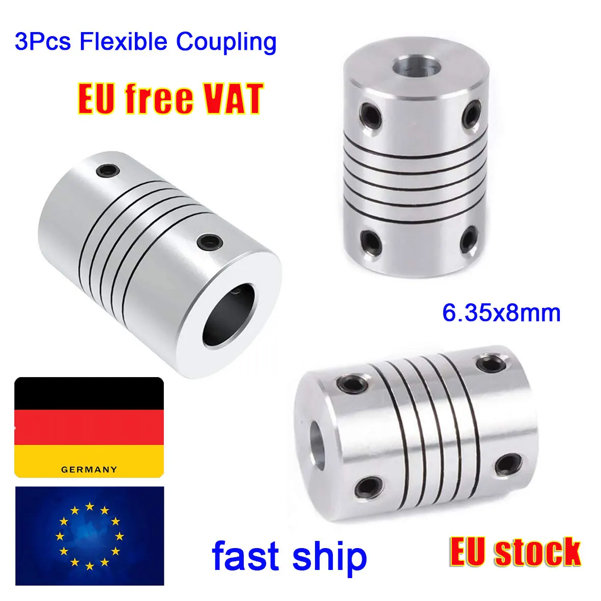 

EU free shipping 3pcs Flexible Coupling Stepper Motor 6.35 x 8mm D25 L30 CNC Parts Router Mill