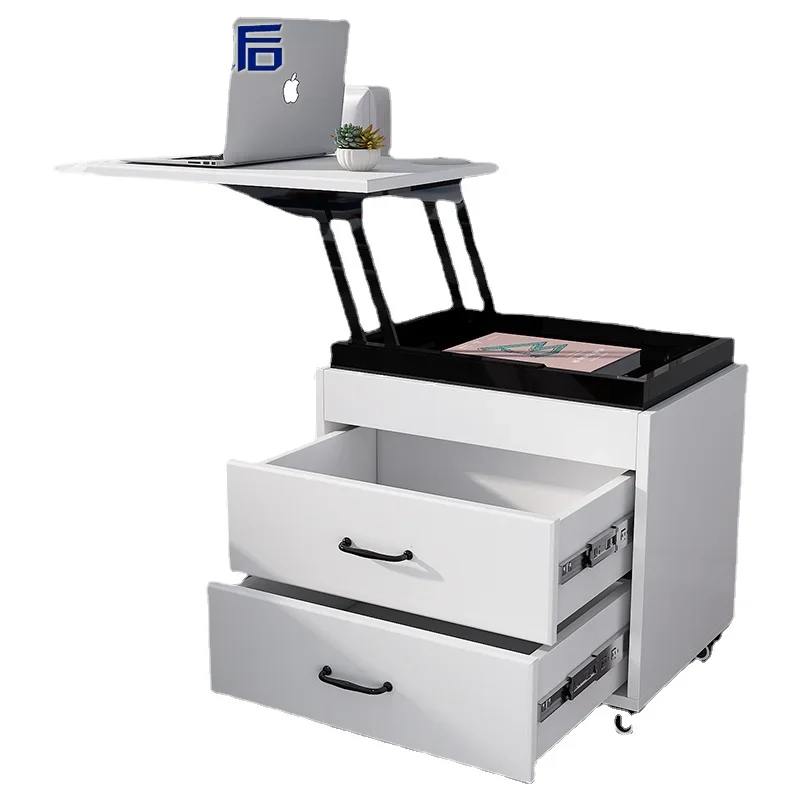 

Modern Lifting Bedside Table Bedroom Cabinet Movable Drawer Locker