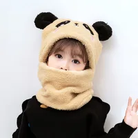 Cartoon Hat for Girls Boys Scarf Thicken Cap Winter Hat for Kids Newborn Baby Stuff Children Hat Plus Fleece Kids Caps 4