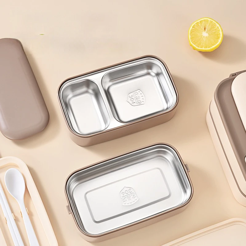 304 ステンレス鋼のランチボックス 2 層分割電子レンジ対応弁当箱学生